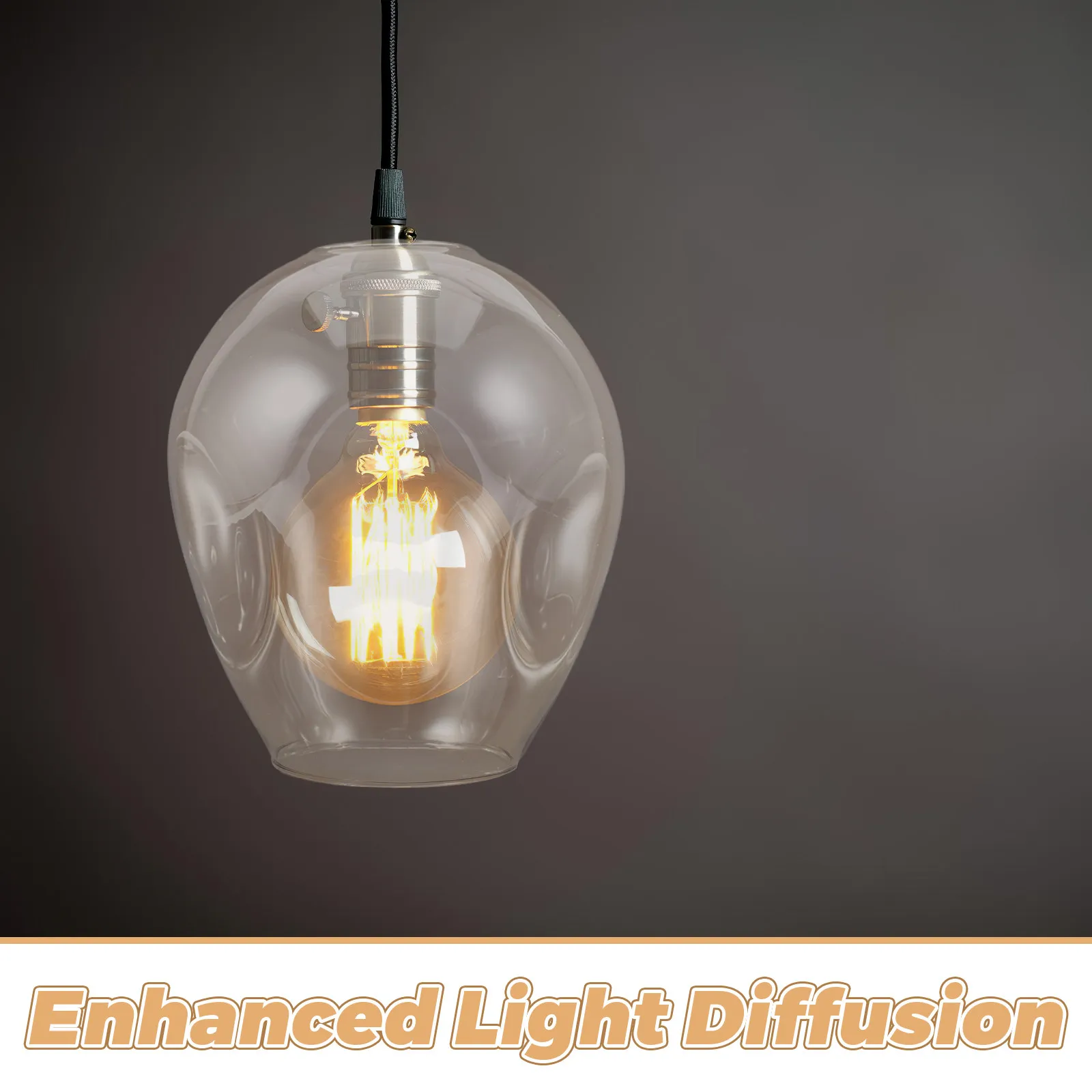 Glass Lamp Shade Replacement Clear Transparent Glass Pendant Light Shade 1.85 Fitter Ceiling Light Fixture Chandelier Bedside