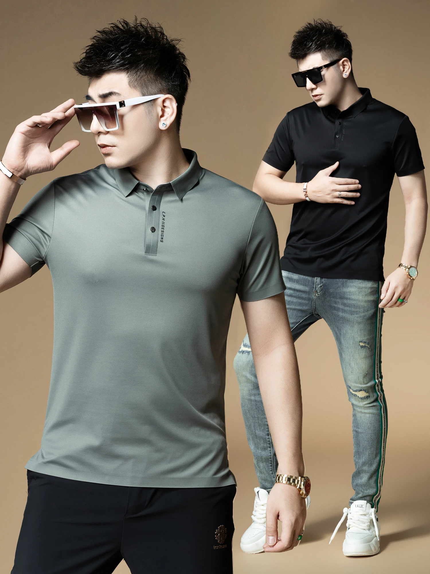 

Men's irt ort Sve Summer New Faion Brand Simple T-irt 2026 New f Sve Busin Sle Urban Faion
