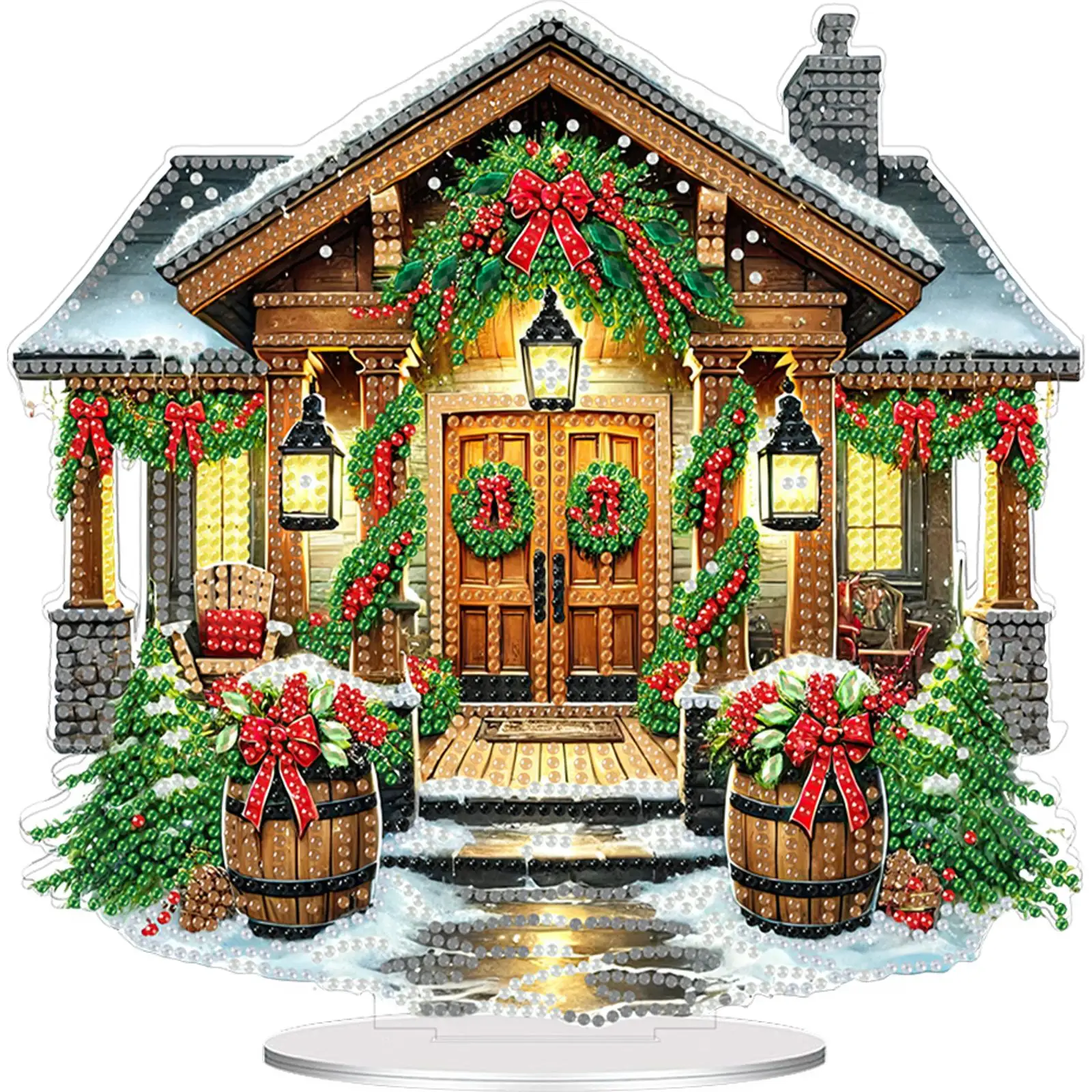 

2D Flat DIY Christmas House Acrylic Diamond Painting Tabletop Ornaments Kit