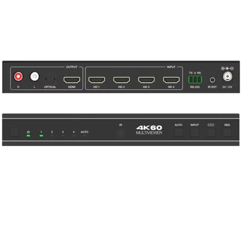 Conmutador de vídeo continuo multivisor HDMI 18G 4x1 4K60 UHD Quad/PiP/PoP para sistema de cine en casa
