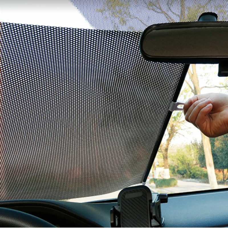 مظلة نوافذ أمامية وخلفية قابلة للسحب للسيارة ، إطار عزل حراري قابل للطي ، ملحقات الزجاج الأمامي