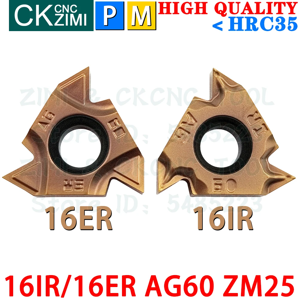 16IR AG60 ZM25 16ER AG60 ZM25 Insertos de carburo de Insertos de torneado roscados de rosca externa interna Herramientas Herramientas de torno de metal 16IR/16ER AG 60 para portaherramientas de rosca SNL SNR SER SEL