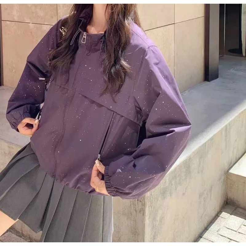 French Romantic Gypsy Purple Stand-up Collar Jacket Women's Autumn 2025 New Unique and Beautiful Small Casual Jacket