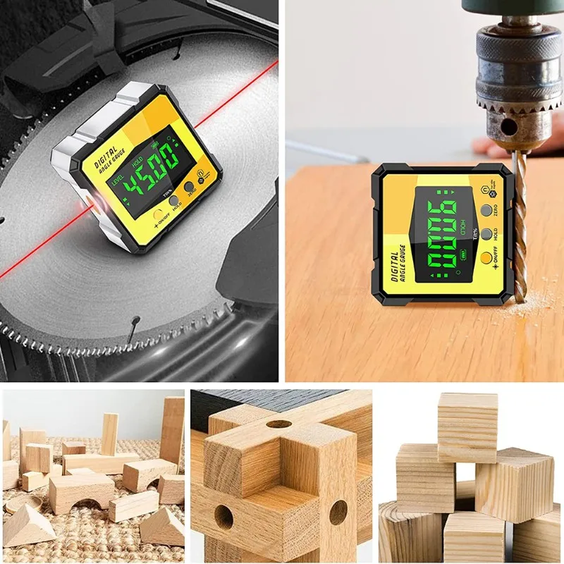 

A84E-Woodworking Tools Laser Digital Angle Measuring Instrument 4-Sided Magnetic Inclinometer With Tilt Measurement