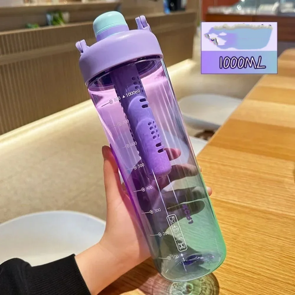 Simple Large-capacity Water Cup Plastic Gradient Sports Water Bottle Bullet Cap Tea Partition Cup