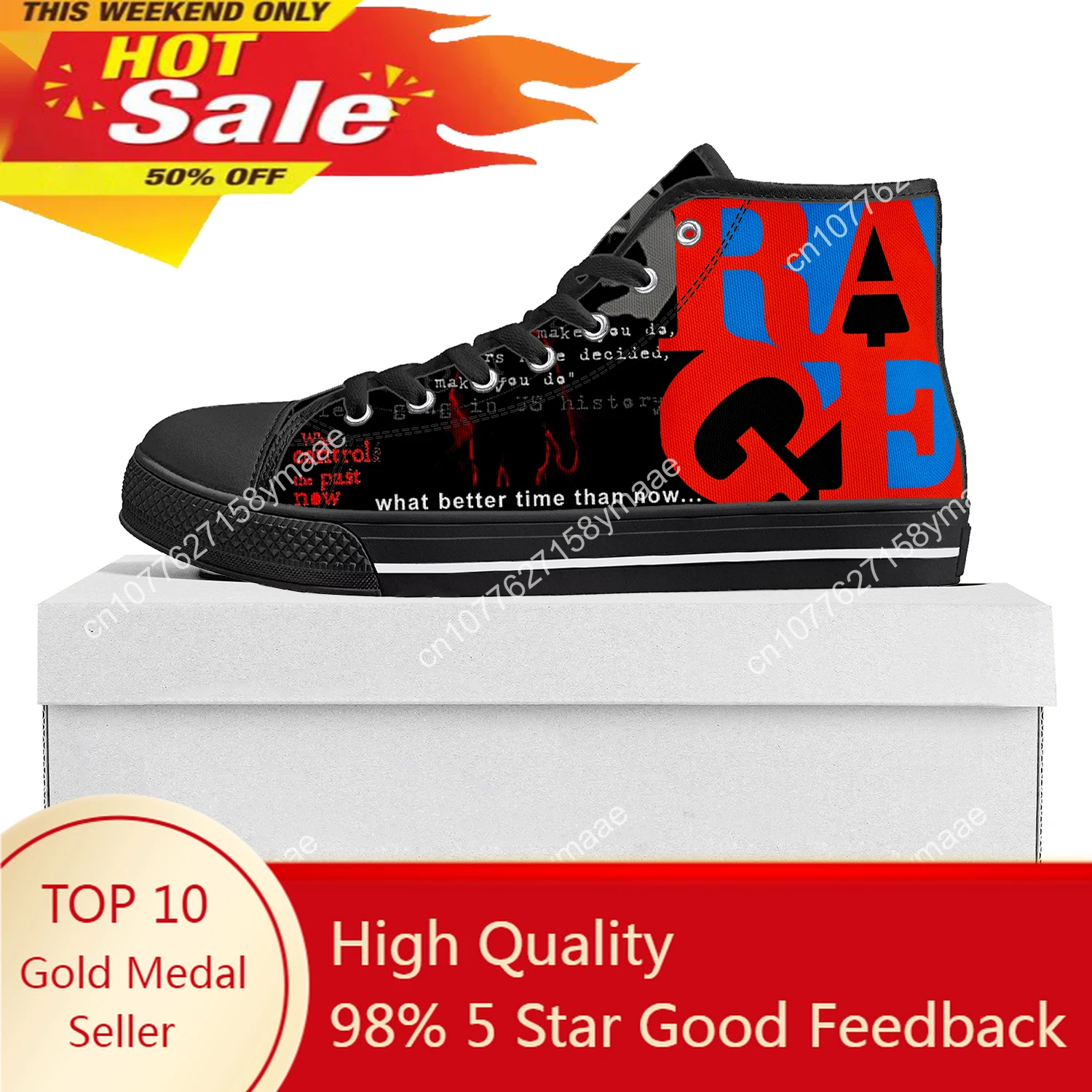 Rage Against The Machine High Top High Quality Sneakers Mens Womens Teenager Canvas Evil Empire Sneaker Casual Custom Made Shoes