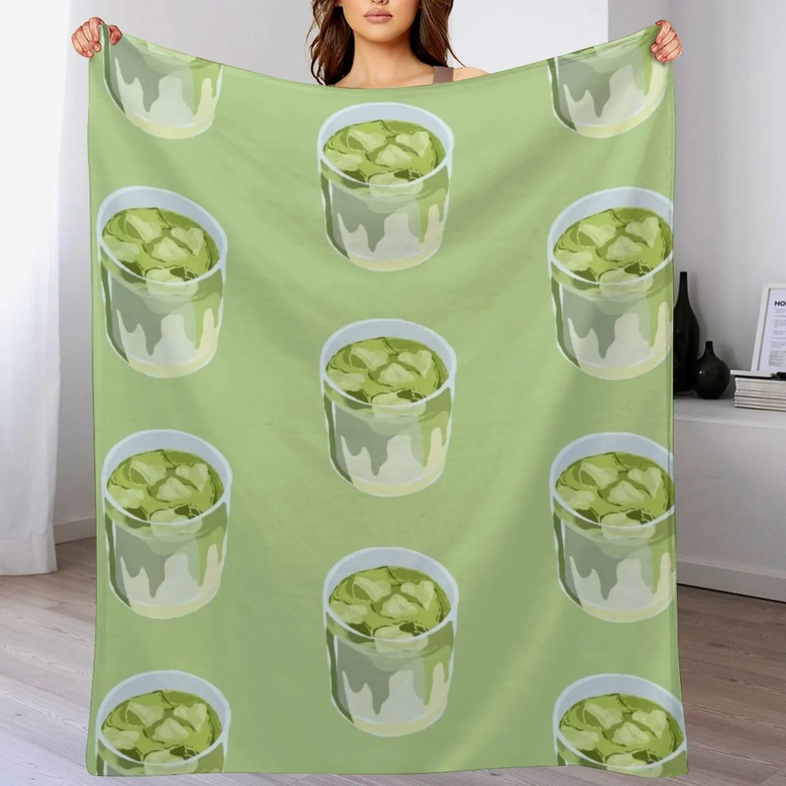 

Iced matcha Throw Blanket Plaid Sofa Quilt Multi-Purpose Blankets