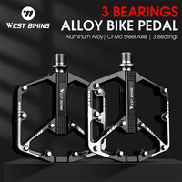 WEST BIKING Bicycle Pedal 3 Bearings/DU Mtb Road Bike Anti-slip Pedals Bearing Aluminum Alloy Ultralight Flat Pedals Bike Parts