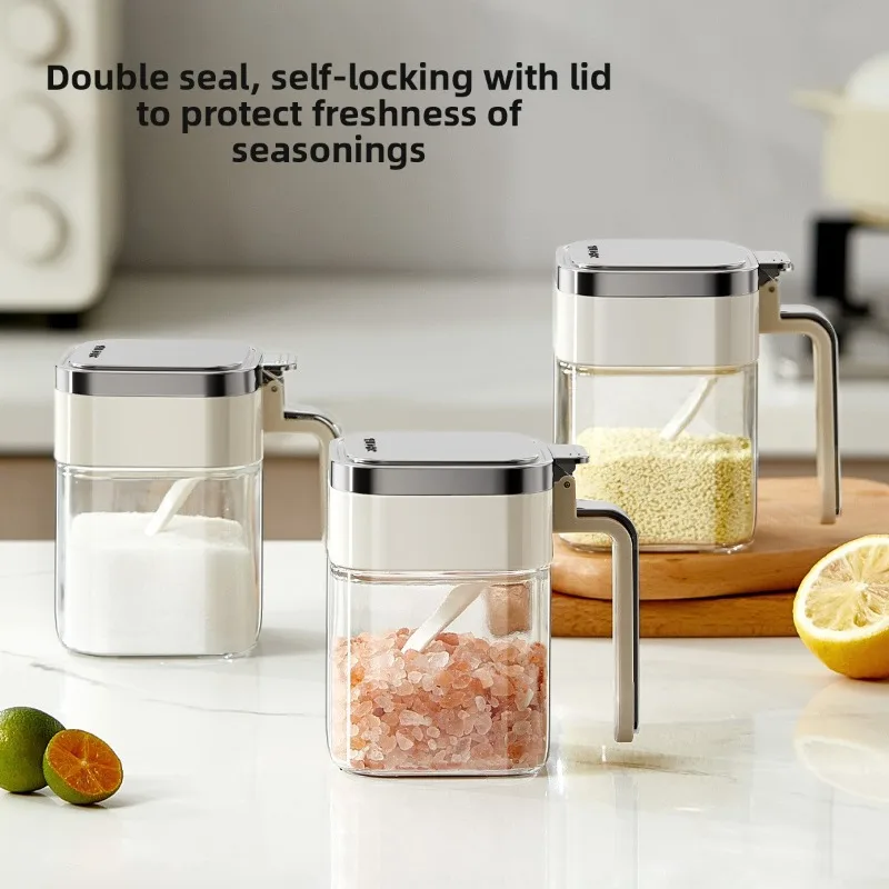 Kitchen Glass Spice Jars Moisture-proof Sealed Spice Box Set of Household Quantitative Spice Bottle Salt Shaker Spice Jar