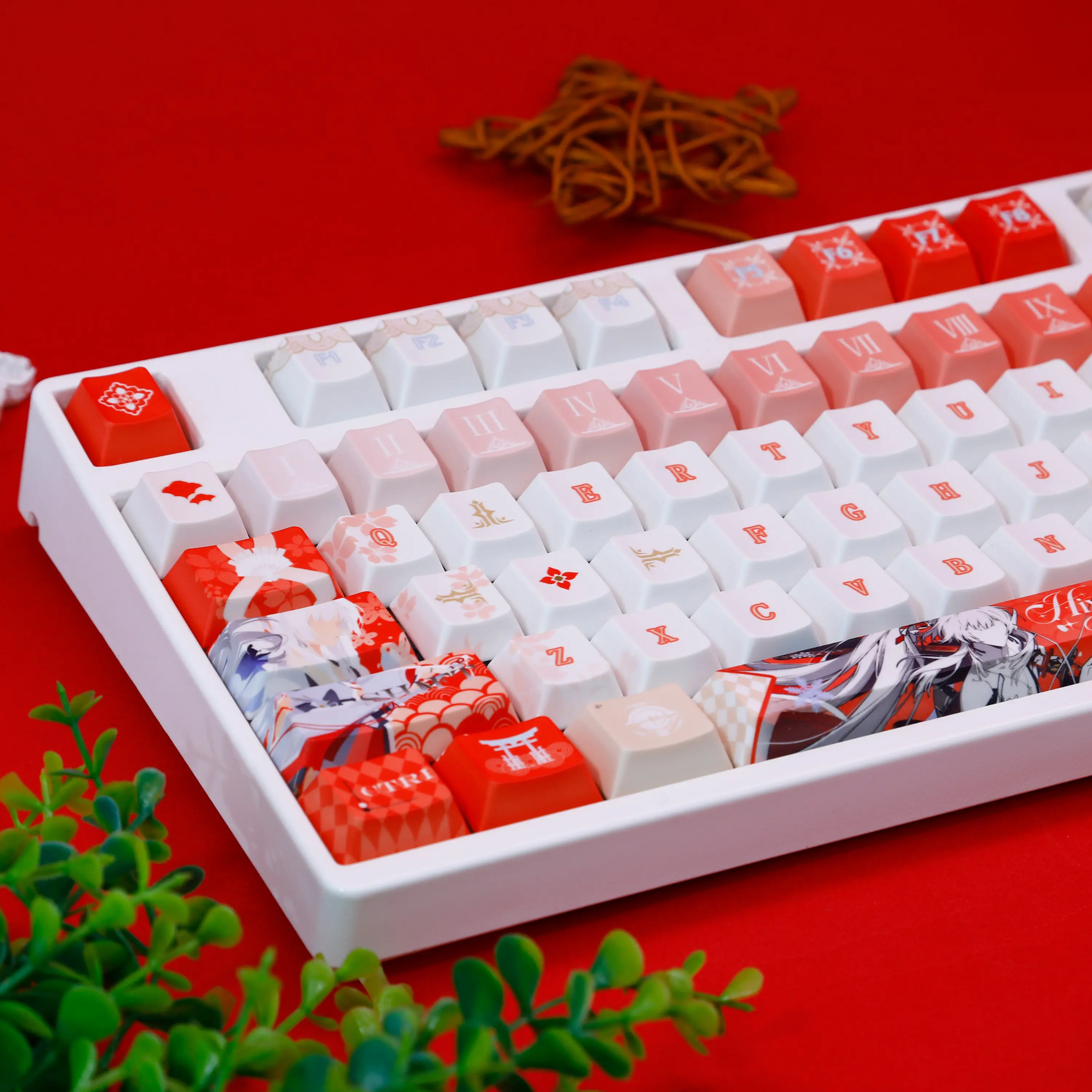 122 Keys Wuthering Waves Hiyuki Keycaps PBT Key Cap Dye-Sub Anime Mechanical Keyboard Key Caps for ANSI Made68 Mad68 Wooting60