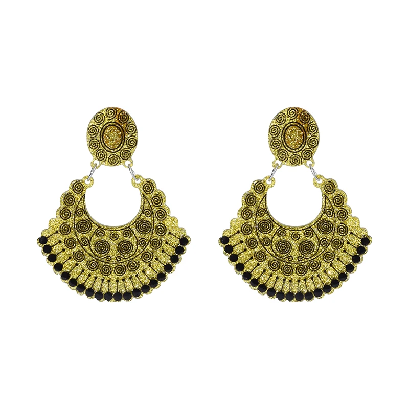 

Bohemian ethnic style earrings acrylic fan-shaped exaggerated earrings autumn and winter geometry