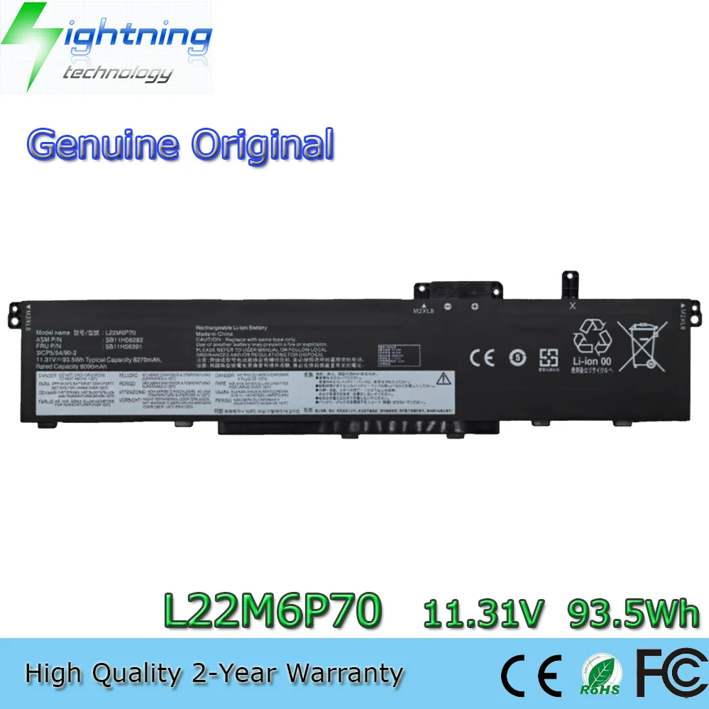 

Original L22M6P70 L22B6P70 L22C6P70 11.31V 93.5Wh Laptop Battery for Lenovo Tinkpad P16 Gen1 00CD 2022