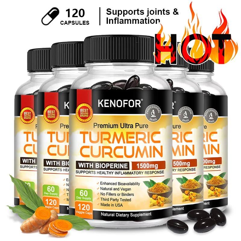 

Kenofor Curcumin Antioxidant - Helps Reduce Post-exercise Inflammation and Supports Joint Health, Non-GMO, Gluten-free