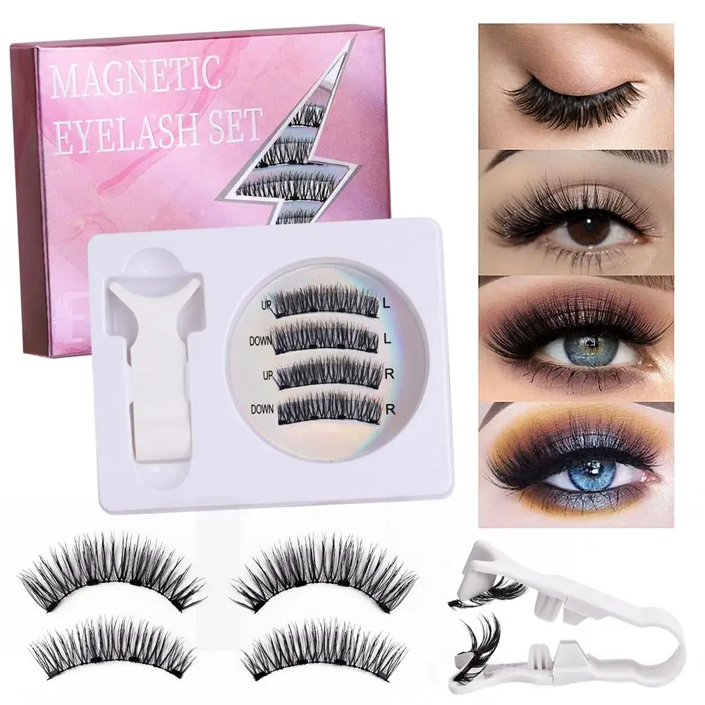 Suction Magnetic Eyelashes with Applicator Fixed Position No Glue Needed Magnetic Lashes Kit Natural No Removal
