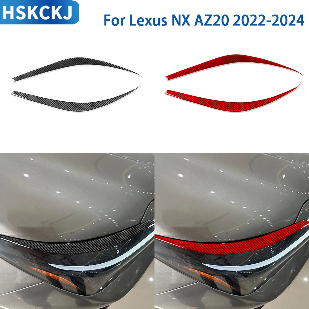 

For Lexus NX AZ20 2022-2024 Accessories Real Soft Carbon Fiber Car Interior Tail Light Eyebrow Cover Trim Sticker