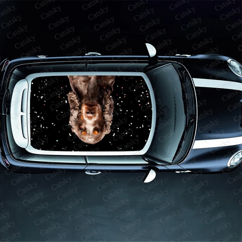 English Cocker Spaniel Car Roof Sticker Decoration Film SUV Decal Hood Vinyl Decal Graphic Wrap Vehicle Protect Accessories Gift