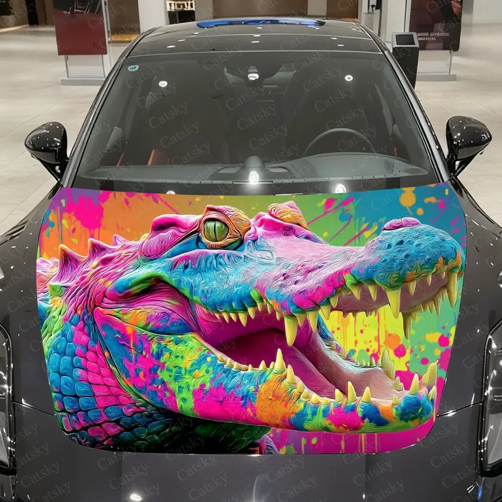 

Красочная виниловая пленка с крокодиловым краем, разбрызгивающая чернила, водонепроницаемая наклейка на капот автомобиля из ПВХ, самоклеящаяся устойчивая к царапинам