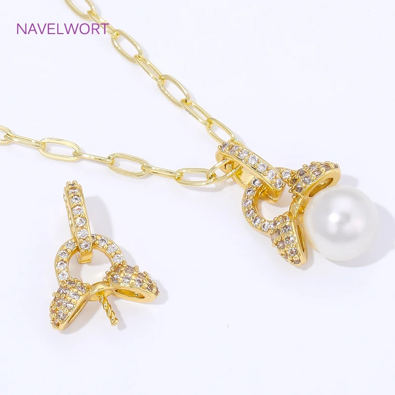 18K Gold Plated Bails Clasps,Brass Pendant Bail with Pearl Mounting Findings,Bail Holder For Pendant,DIY Necklace Accessories