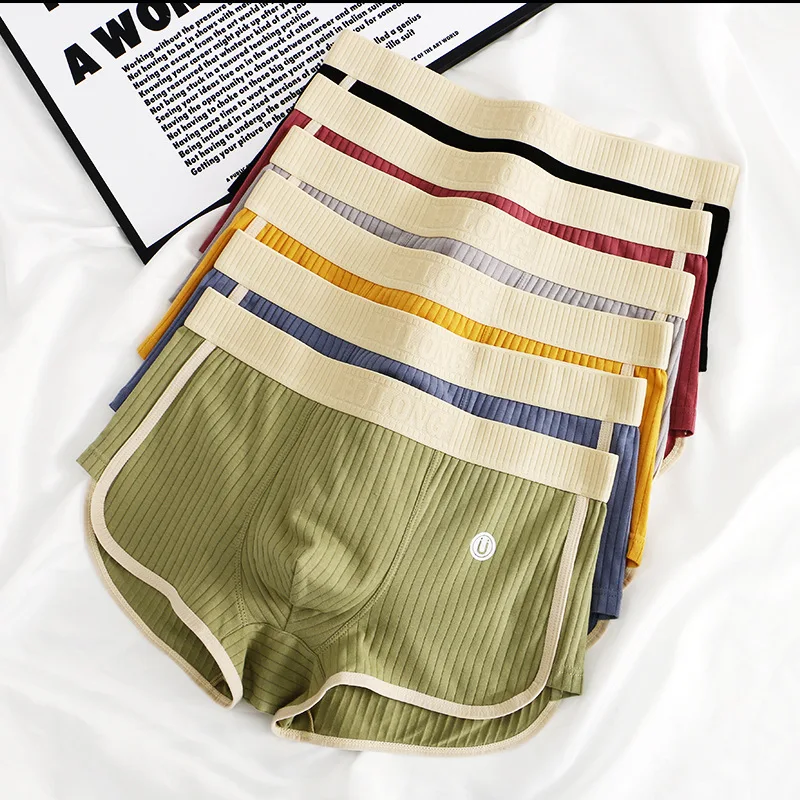 3 STKS heren Vier Seizoenen Onderbroek Slanke Slipje Mid-Taille Eenvoudige Ademende Comfortabele Boxershorts Verticale Streep Zachte Panty