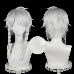 Seer Eli Clark Cosplay Wig 45cm Long Silver White Braids Heat Resistant Synthetic Hair