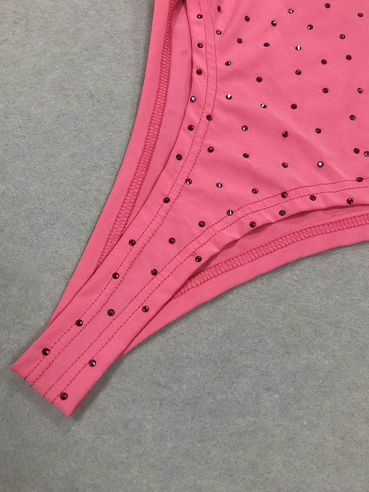 Elegant Sleeveless Halter Ribbon Ruched Details Backless Body Suit  Two Pieces Set  With Beaded Maxi Long Skirt Casual Wearing