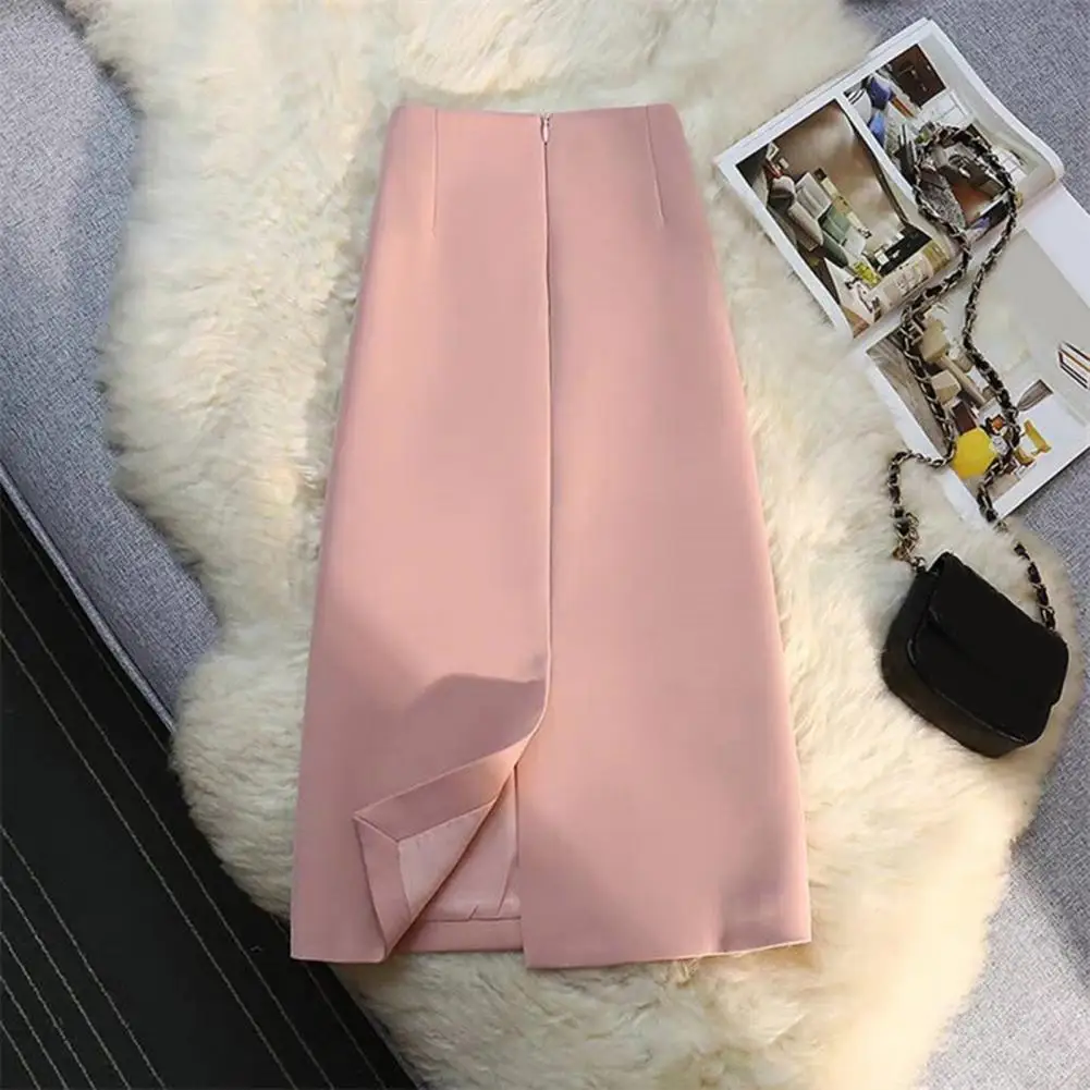 

Soft Breathable Women Skirt Breathable High-waisted Skirt Elegant A-line Women's Suit Skirt with High-waisted Design for Office