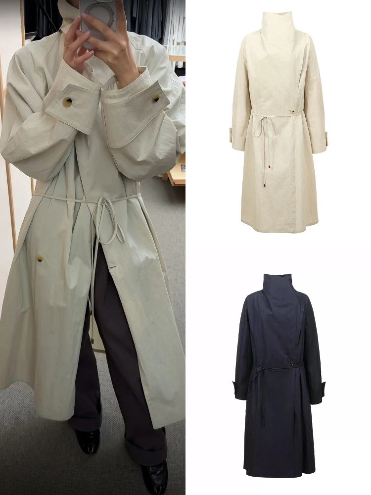 

Жилет с поясом, женский винтажный пригородный свободный све, длинная верхняя одежда, ти очень