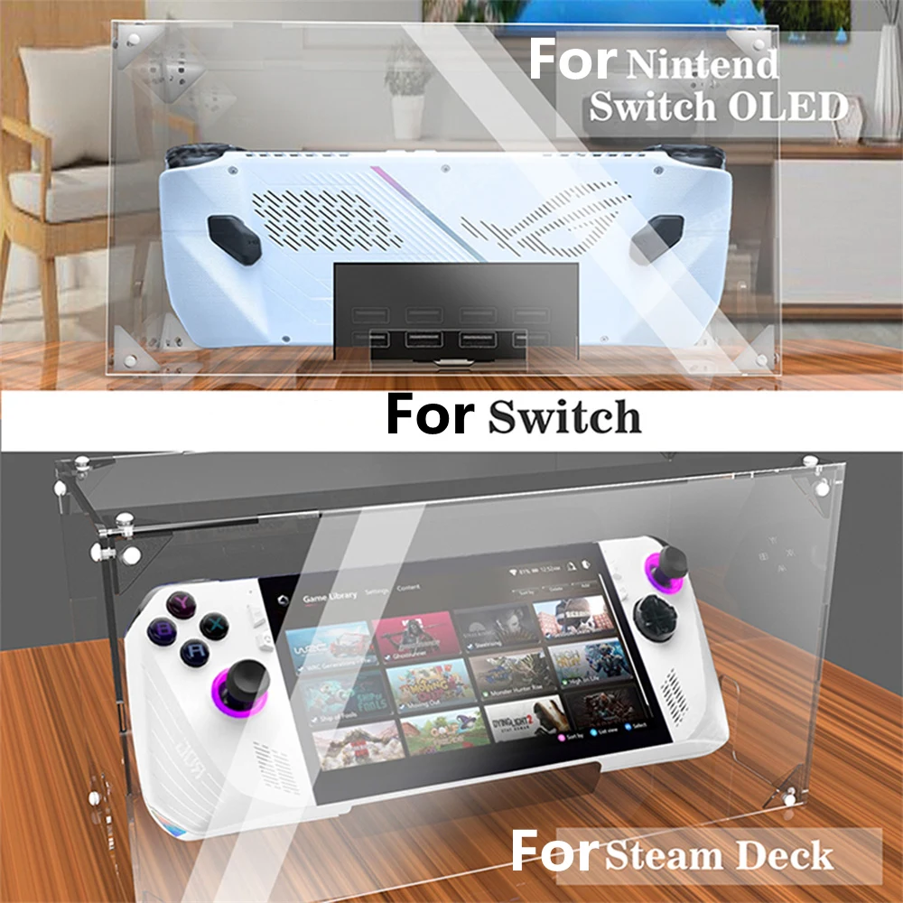 Универсальный прозрачный контейнер для хранения геймпада для Asus Rog Ally/ Switch OLED/ Steam Deck Console, пылезащитный акриловый защитный чехол