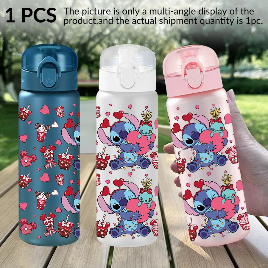 1Pc Disney  Stitch  Love  Pattern 26oz Plastic Water Bottle  Outdoor Sports Water Cup Birthday/Homecoming Gift