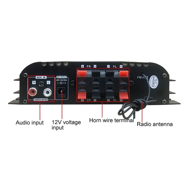 الذروة الطاقة HiFi مكبر صوت رقمي 4 قناة مضخم الصوت بلوتوث مشغل الكاريوكي راديو FM دعم التحكم عن بعد 1600 واط