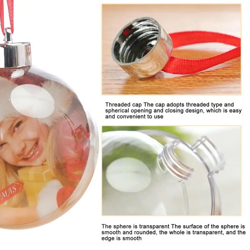 Bola De Natal De Plástico Transparente Fillable, Bauble Photo Frame, Natal Árvore Pendurado Ornamento, Decoração Do Casamento, Caixa De Presente Do Partido
