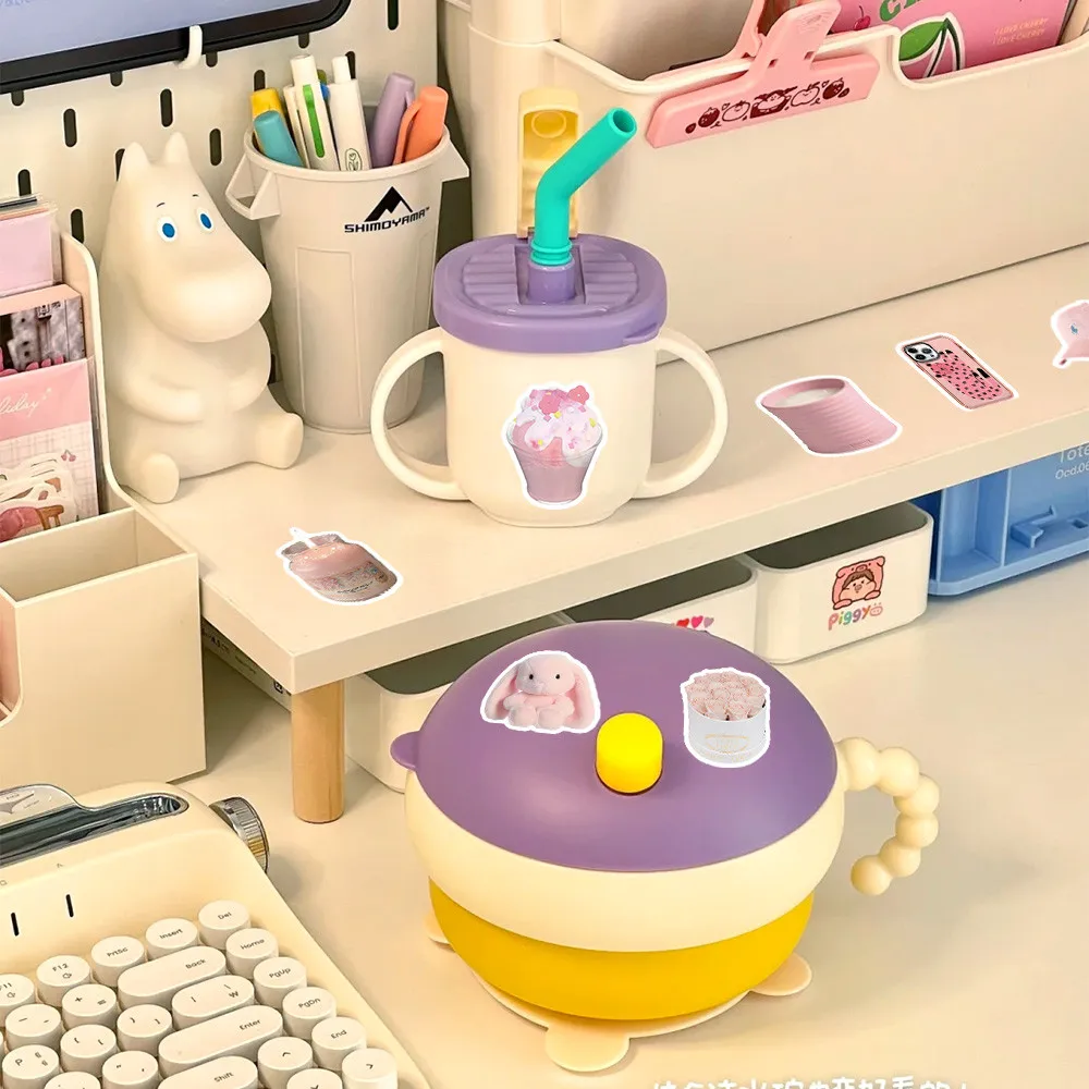 مجموعة ملصقات وردية لطيفة (100 قطعة) - ديكور باستيل كاواي لزجاجة المياه والمذكرات - تسجيل مورهان وكانتيك لمتجر يور لايف #6