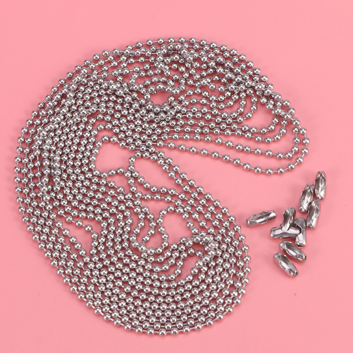 

Bead Link Head Chain 3M Stainless Steel Bead Chain Connectors Adjustable Length Dog Tags Bottle Cap Pendant Necklaces