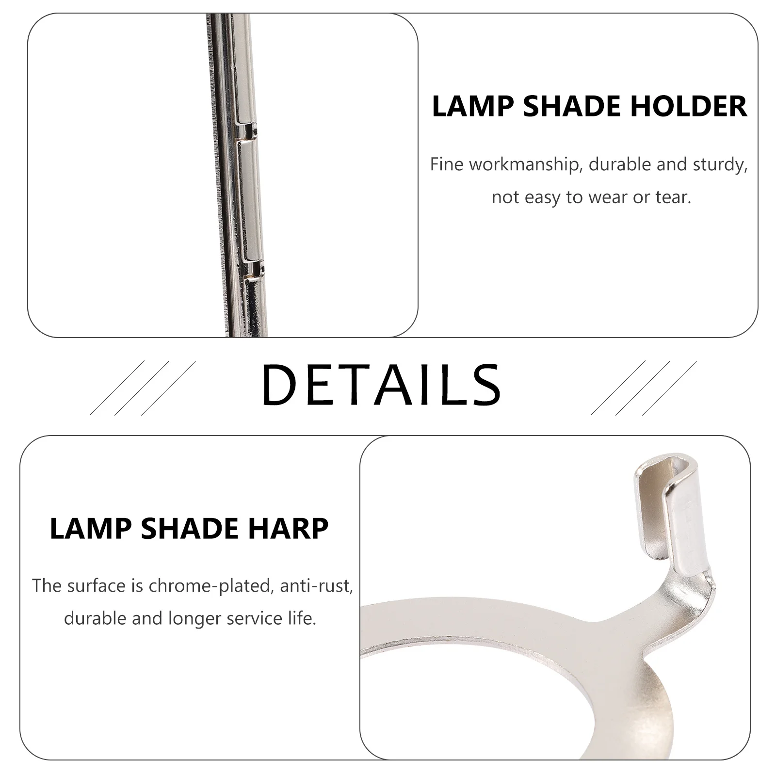 

1Set Adjustable Lamp Harp Chrome Plated Lamp Shade Frame Holder for Table Floor Desk Lamps Lighting Lampshade Adapter