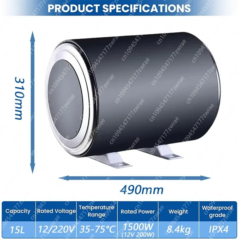 15L RV Tank Electric Water Heater 12V 220V Ideal for RVers' Family Use Suburban Advantage Hot Water Heater 1500W w/LED Display