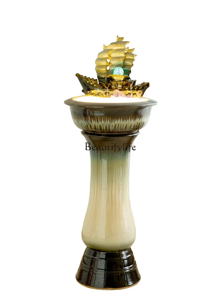 

FG44Lucky Flowing Water Ornaments Water Circulation Humidifying Fountain Living Room Entrance Office Desk Surface Panel Ornament