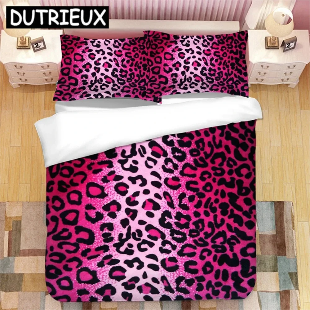 

2023 New Leopard Comfortable Duvet Quilt Cover Pillowcase Bedding Set Children Bedroom Decoration Home Textile