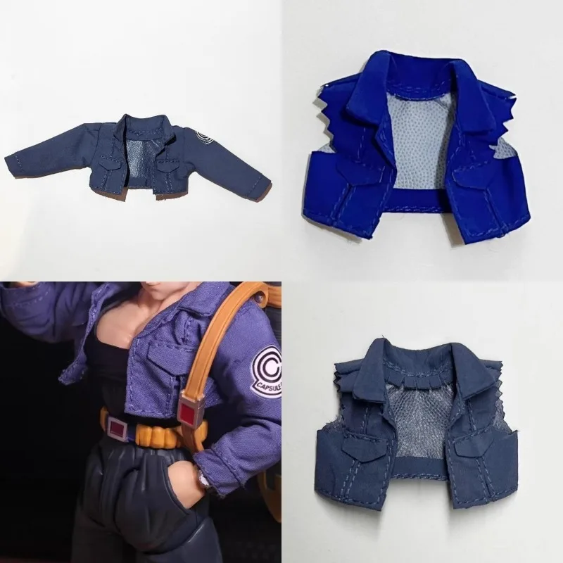 1/12 Scale Sleeveless Commoner Coat Blue Short Jacket Clothes Model Fit SHF Action Figures Body Accessories