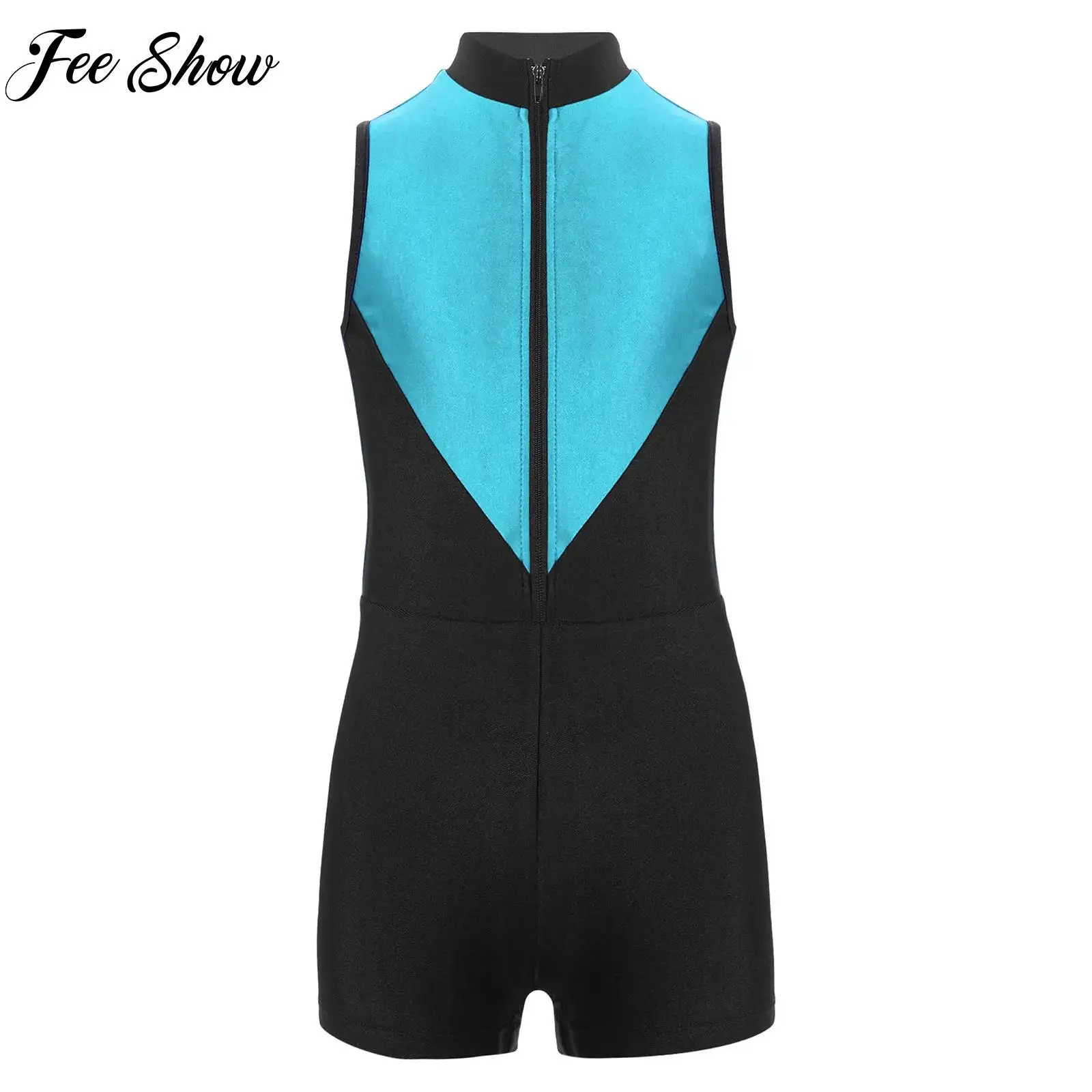 

Kids Boys Gymnastics Leotards Zipper Sleeveless Figure Skating Costumes Workout Gym Unitard Jumpsuits Ballet Leotard Dancewear