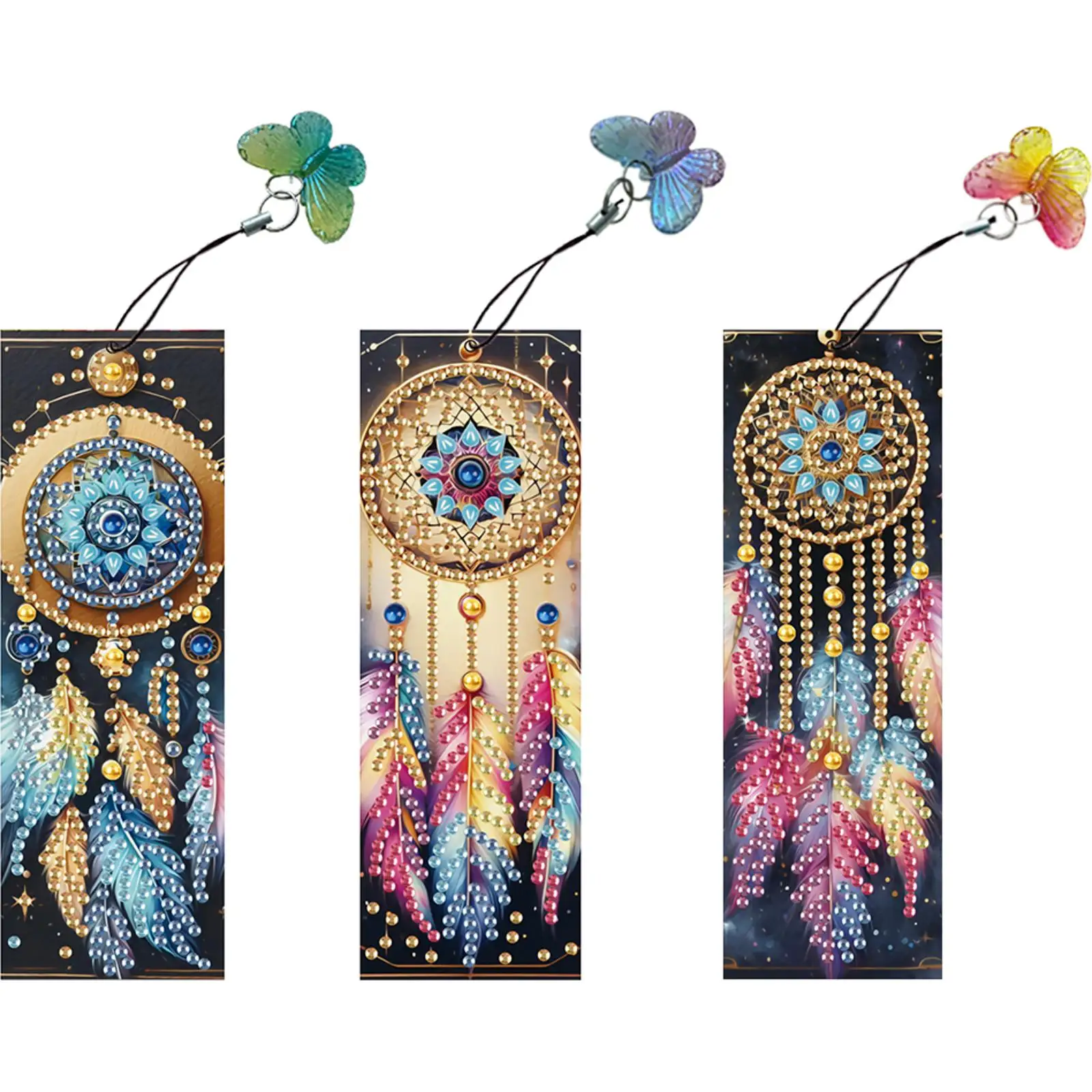 

3Pcs Special Shape Dream Catcher DIY Bookmarks Diamond Painting Kits Diamond Painting Bookmark Making Kit for Reading Day Gift