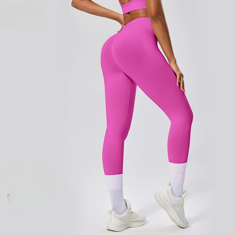 جديد الصلبة سلس عالية الخصر تسع نقاط السراويل مطوي الورك رفع سراويل رياضية المرأة اليوغا السراويل الرياضية طماق