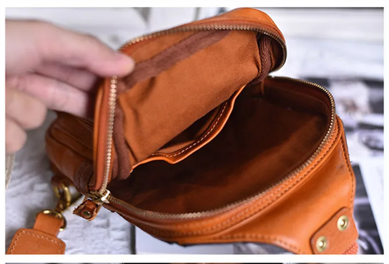 PNDME Casual Luxury Genuine Leather Ladies Chest Bag Outdoor Sports High Quality Real Cowhide Women's Shoulder Crossbody Bag