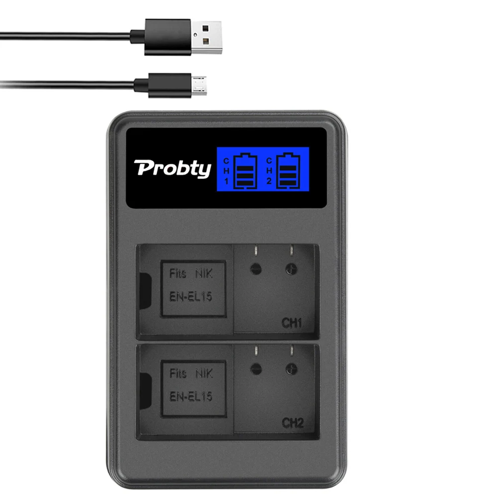 2800mAh EN-EL15C EN EL15 bateria + ładowarka z podwójnym portem USB LCD do Nikon Z5, Z6, Z6 II, Z7, Z7II D600 D610 D600E D800 D800E D810