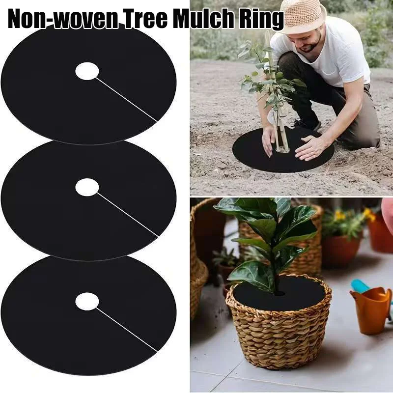 15-62cm Non-woven Tree Mulch Ring Weed Control Mat Landscape Fabric Anti-grass Root Protector Barrier Garden Plant Cover