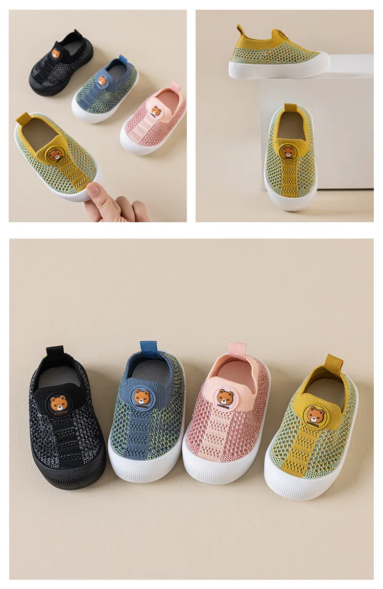 Baby-Lauflernschuhe mit Teddybär-Muster, weiche Sohle, rutschfeste Sandalen für Kinder, atmungsaktive Hohlschuhe für Frühling und Sommer – Detail 13