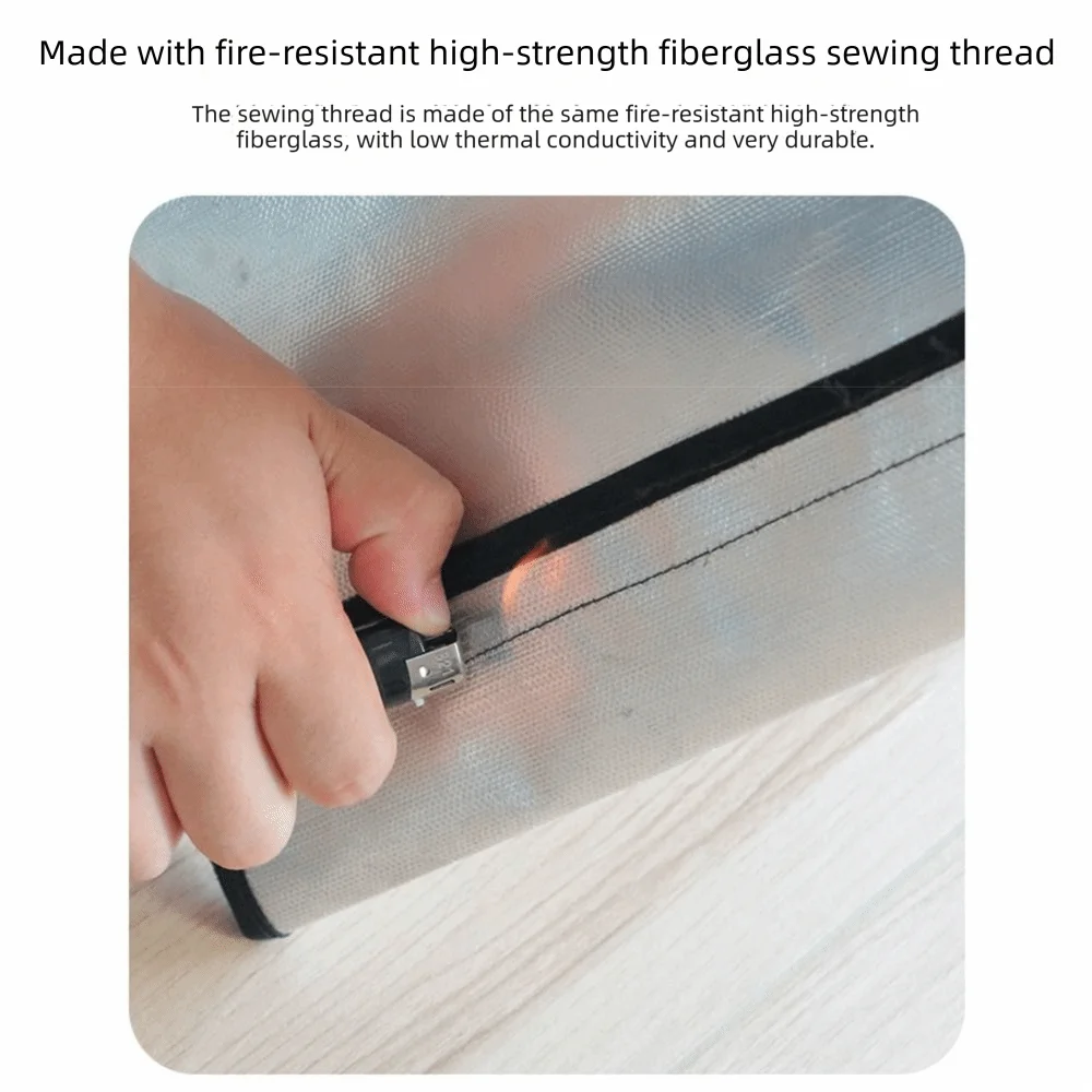 Waterproof Fireproof Document Bag Heat-resistant Signal Blocker Cash Safe Storage Pouch Sticky Strip Anti-Hacking image 5