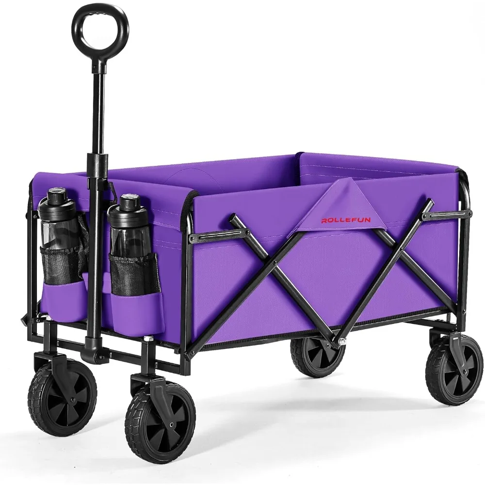 

Wagon Cart with Wheels Foldable - Collapsible Utility Wagon Heavy Duty, Folding Grocery Wagon