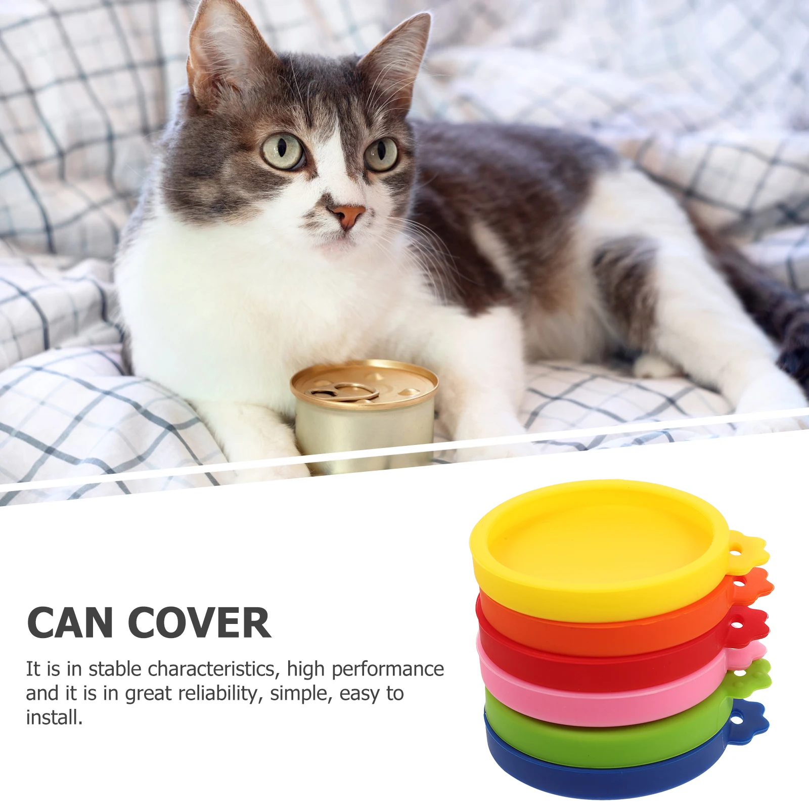 

6pcs Silicone Can Lids Food Covers Reusable Pet Canned Jar Sealing Lid Compact Cat Dog Supplies Easy Clean Storage