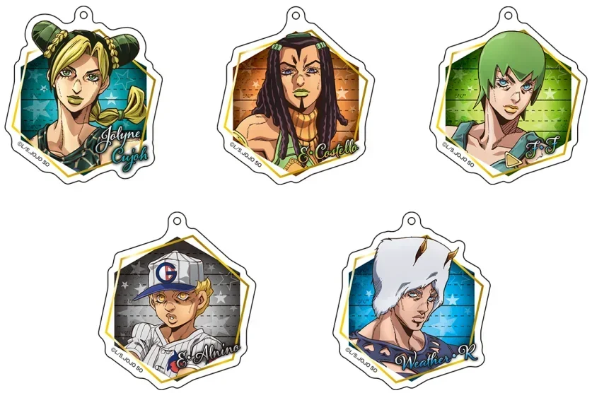 Cujoh Anime Anasui Jolyne Kujo Kujou joutarou Costello Weather Report Keychain Doll Acrylic Keyring Pendant for Gift