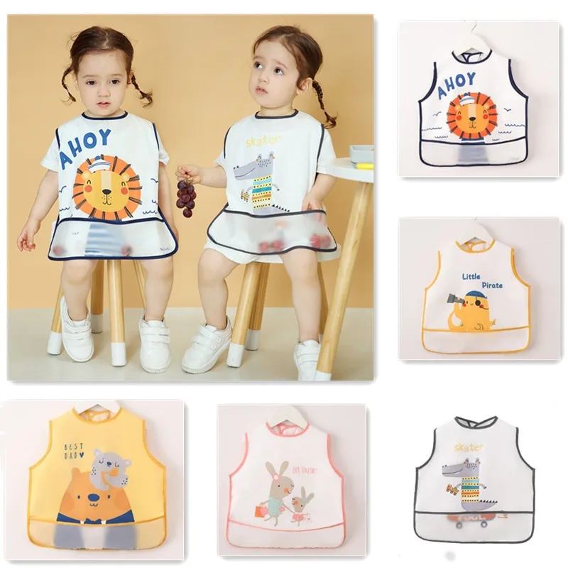 

Baby smock thin section of breathable waterproof baby apron protective clothing bib back-to-wear clothes eating clothes summer